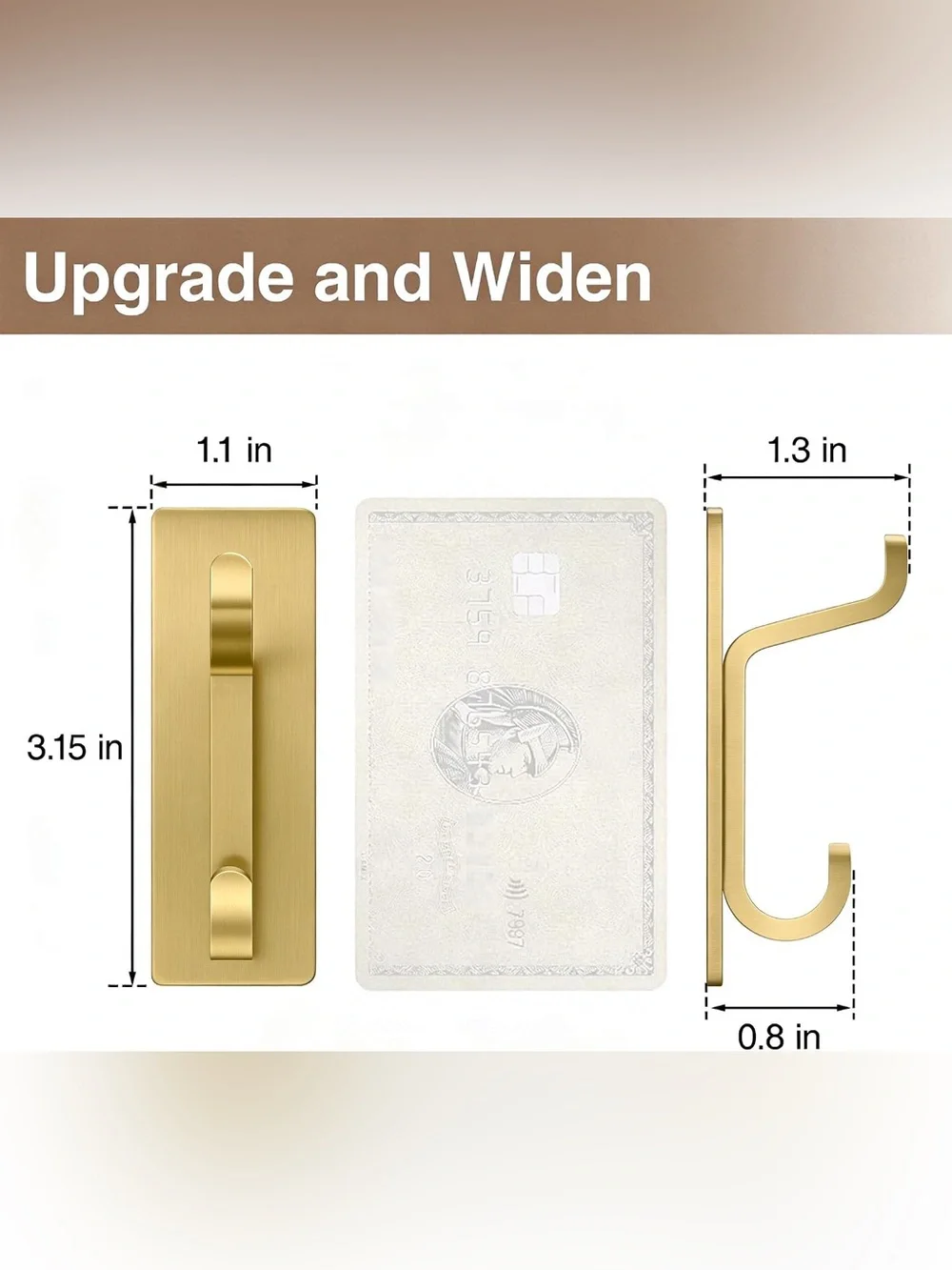 4 pack Brushed Gold Wall Hook Sleek Metal Coat & Towel Hanger Holds 13 lbs each